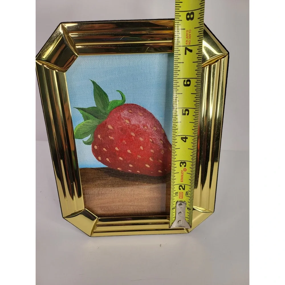 Vintage Fetco Gold Frame with Original Strawberry Painting Fruit Wall Decor 5x7